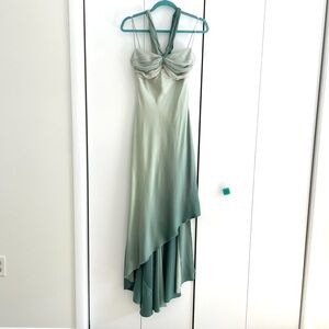 ariana grande grammys grey dress Dakota Johnson Silver Dress Backless Satin Prom Dress in Fifty Shades –  Hoprom main image 1